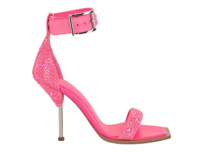 Pre-owned Alexander Mcqueen Crystal Embellished Heel Sandals (women's) Sneakers In Pink/silver