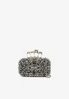 Alexander Mcqueen Studded Crystal-embellished Satin Clutch In Black