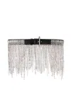 Alexander Mcqueen Crystal-embellished Leather Belt In Metallic