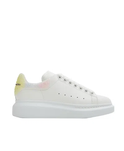 Alexander Mcqueen Crystal-embellished Leather Sneakers In White