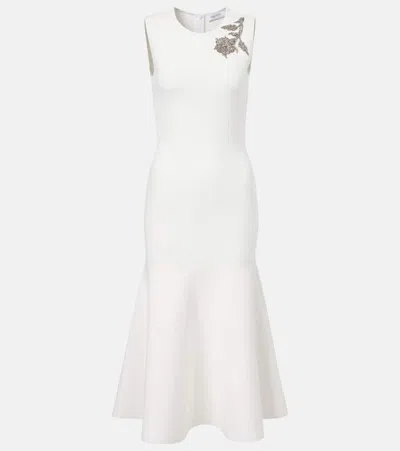 Alexander Mcqueen Crystal-embellished Midi Dress In White