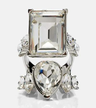 Alexander Mcqueen Crystal-embellished Ring In Metallic