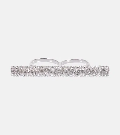 Alexander Mcqueen Crystal-embellished Ring In Silver