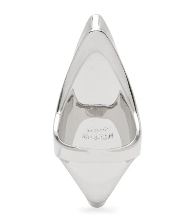Alexander Mcqueen Crystal-embellished Shard Ring In Silver