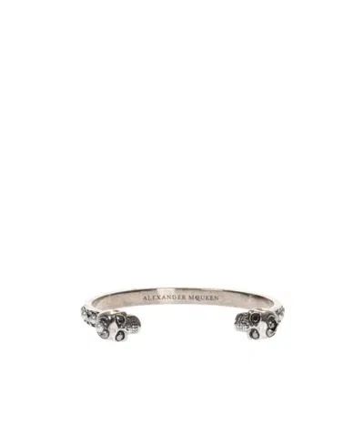 Alexander Mcqueen Crystal-embellished Skull Cuff Bracelet In Yellow