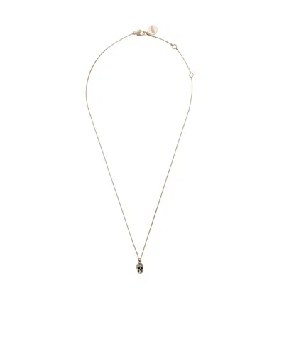 Alexander Mcqueen Crystal Embellished Skull Necklace In Yellow