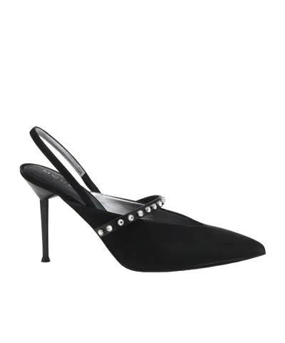 Alexander Mcqueen Crystal-embellished Slingback Pumps In Black
