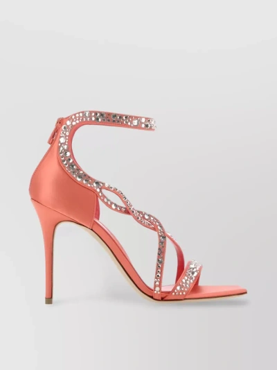 Alexander Mcqueen Crystal-embellished Wrap Sandals With Rear Zip In Pink
