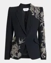 Alexander Mcqueen Mcqueen Tattoo Embroidery Peak Shoulder Crepe Blazer