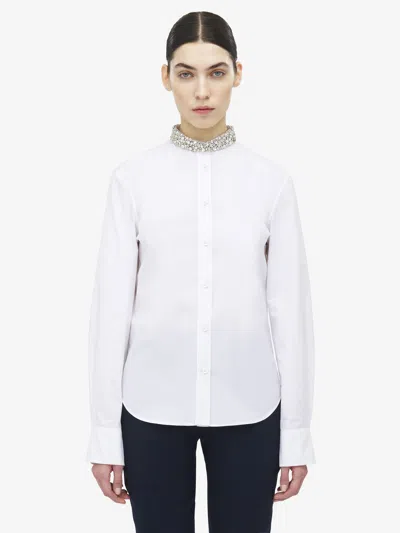 Alexander Mcqueen Crystal Embroidery Shirt In White