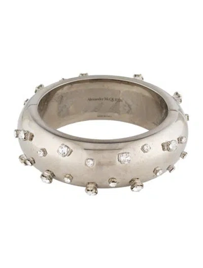 Pre-owned Alexander Mcqueen Crystal Hinged Bangle Bracelet, 7.25" In Multi