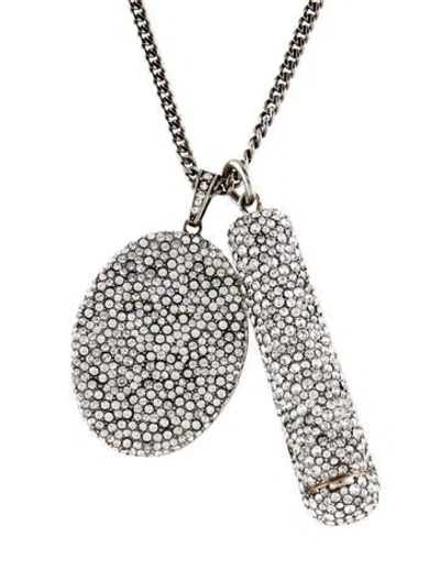 Pre-owned Alexander Mcqueen Crystal Locket & Perfume Holder Pendant Necklace, 15" In Transparent