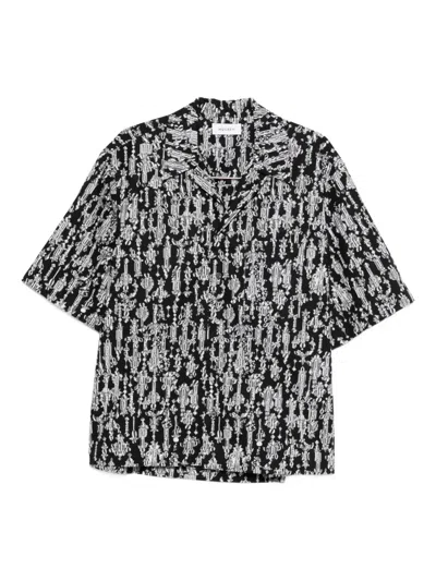Alexander Mcqueen Crystal-pattern Short-sleeve Shirt In Black