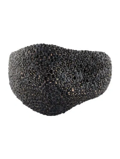 Pre-owned Alexander Mcqueen Crystal Pavè Molten Cuff Bracelet, 6.5" In Black