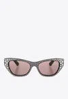 Alexander Mcqueen Rhinestone-embellished Cat-eye Sunglasses In Gray