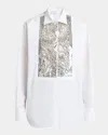 Alexander Mcqueen Crystal Sequined Bib Button-down Blouse