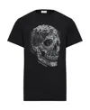 Alexander Mcqueen Crystal Skull Crewneck T-shirt In Black