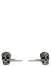 Alexander Mcqueen Crystal Skull Cufflinks In Silver