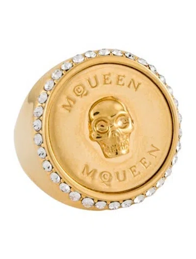 Pre-owned Alexander Mcqueen Crystal Sovereign Skull Ring In Multi