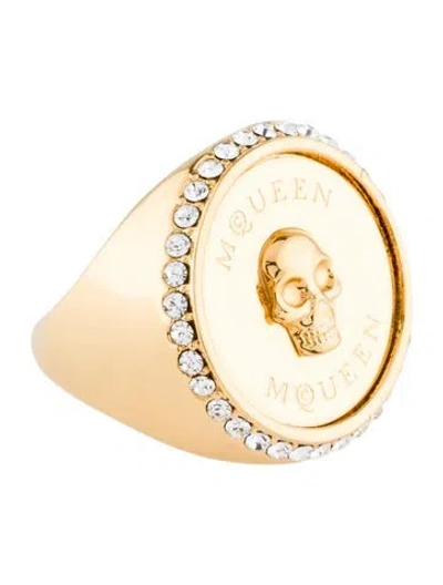 Pre-owned Alexander Mcqueen Crystal Sovereign Skull Ring In Multi