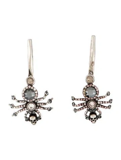 Pre-owned Alexander Mcqueen Crystal Spider Drop Earrings In Multi