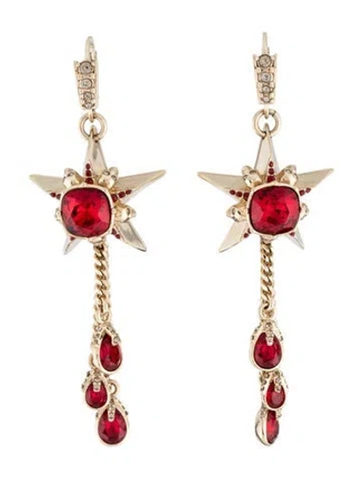 Pre-owned Alexander Mcqueen Crystal Star Drop Earrings In Multicolor