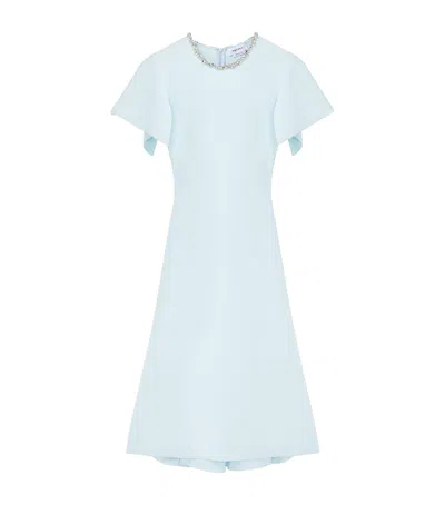 Alexander Mcqueen Crystal Stencil Midi Dress In Blue