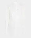 Alexander Mcqueen Crystal Tuxedo Blouse In Natural