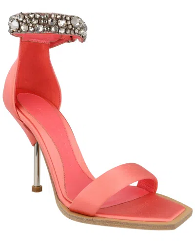 Alexander Mcqueen Crystal-cuff Satin Stiletto Pump In Red