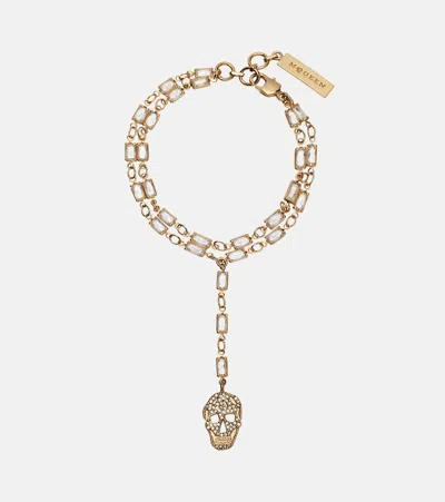 Alexander Mcqueen Crystal-embellished Bracelet In Gold