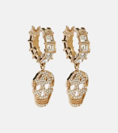 Alexander Mcqueen Crystal-embellished Drop Earrings In Gold