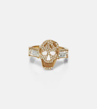 Alexander Mcqueen Crystal-embellished Ring In Gold