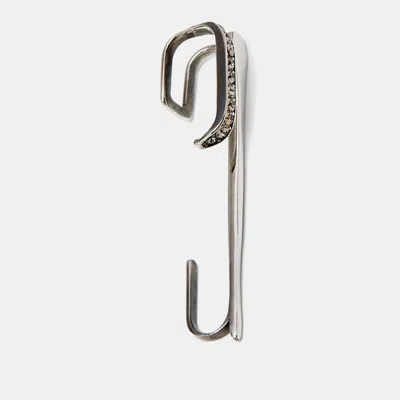 Pre-owned Alexander Mcqueen Crystals Silver Tone Brooch