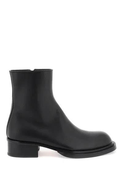 Alexander Mcqueen Cuban Stack Ankle Boots In Black