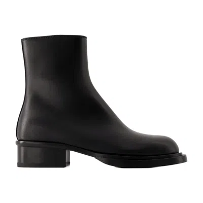 Alexander Mcqueen Cuban Stack Heel Leather Ankle Boot In Multi