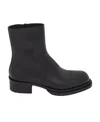 Alexander Mcqueen Cuban Stack Leather Boot In Black