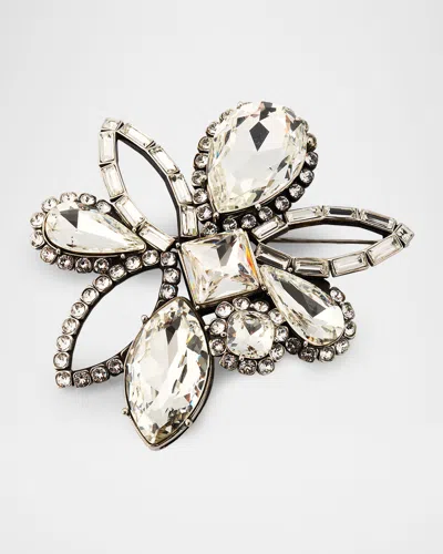 Alexander Mcqueen Cubic Zirconia Chandelier Brooch In Transparent