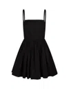 Alexander Mcqueen Mcqueen Pleated Cotton Poplin Fit & Flare Minidress In Black