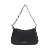 Alexander Mcqueen Curved Black Leather Shoulder Bag In Black