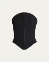 Alexander Mcqueen Curved Strapless Zip-front Bustier Top In Black