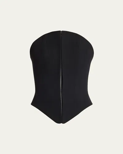 ALEXANDER MCQUEEN CURVED STRAPLESS ZIP-FRONT BUSTIER TOP