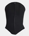 Alexander Mcqueen Curved Strapless Zip-front Bustier Top In Black