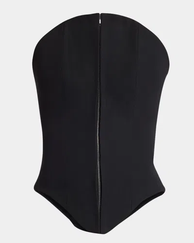 ALEXANDER MCQUEEN CURVED STRAPLESS ZIP-FRONT BUSTIER TOP