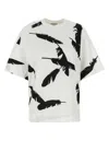 Alexander Mcqueen White Feather-print Oversized T-shirt
