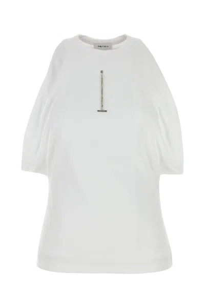 ALEXANDER MCQUEEN ALEXANDER MCQUEEN WHITE STRETCH COTTON TOP