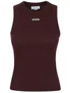 Alexander Mcqueen Logo Plaque Ribbed Tank Top In Burgundy