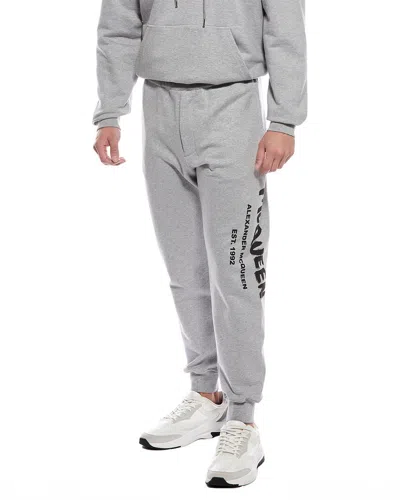 Alexander Mcqueen Cut & Sew Graffiti Print Jogger Pant In Gray