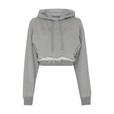 Alexander Mcqueen Cut And Sew Sweatshirt In Grey