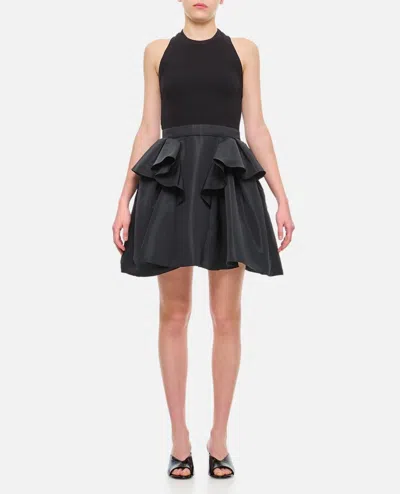 Alexander Mcqueen Cut And Sew Short Dress In Black