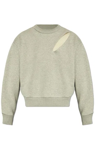 Alexander Mcqueen Cut-out Detailed Crewneck Sweatshirt In Grey